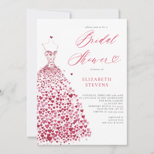 Valentijn Hearts Dress Elegant Chic Vrijgezellenfe Kaart (Voorkant)