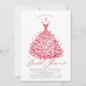 Valentijn Hearts Dress Elegant Rood Vrijgezellenfe Kaart (Voorkant)