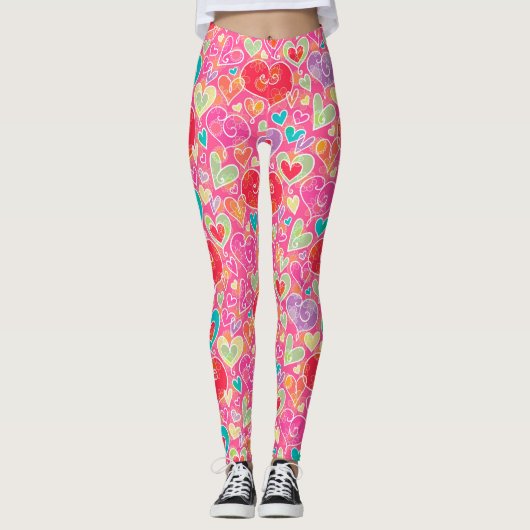 Valentijn Hearts en Flowers Leggings (Voorkant)