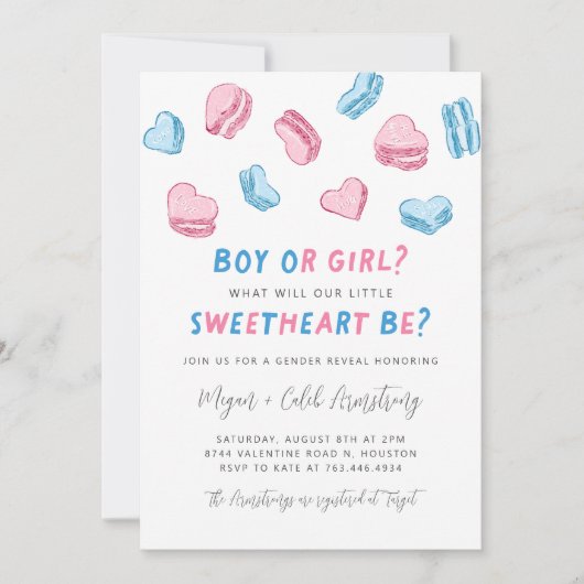 Valentijn Hearts Gender Reveal Party Kaart (Voorkant)