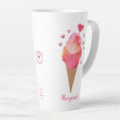 Valentijn Hearts Ice Cream Cone Schattige Artistie Latte Mok (Rechterhoek)