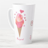 Valentijn Hearts Ice Cream Cone Schattige Artistie Latte Mok (Linkerhoek)