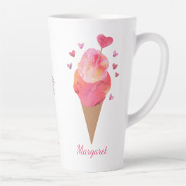 Valentijn Hearts Ice Cream Cone Schattige Artistie Latte Mok