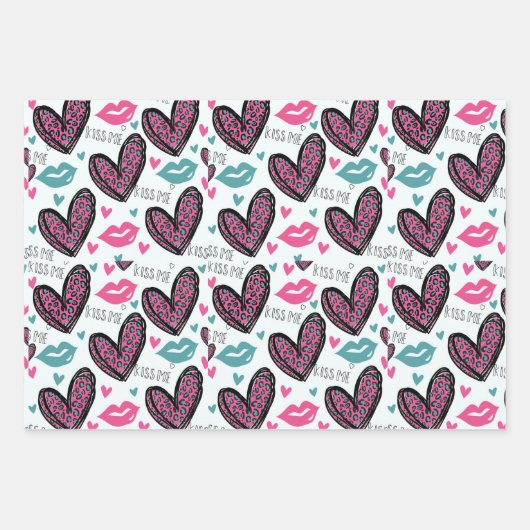 Valentijn Hearts Inpakpapier Vel (Voorkant)