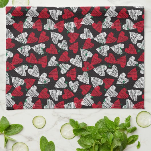 Valentijn Hearts Kitchen Towel Theedoek (Gevouwen)