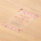 Valentijn Hearts Love is in het Air Vrijgezellenfe Acryl Uitnodigingen (Laagn)