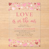 Valentijn Hearts Love is in het Air Vrijgezellenfe Acryl Uitnodigingen (Voorkant)