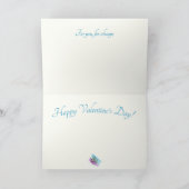 Valentijn Hearts op blauw en Paarse Feestdagen Kaart (Binnen)