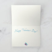 Valentijn Hearts op blauw en Paarse Feestdagen Kaart (Binnen)