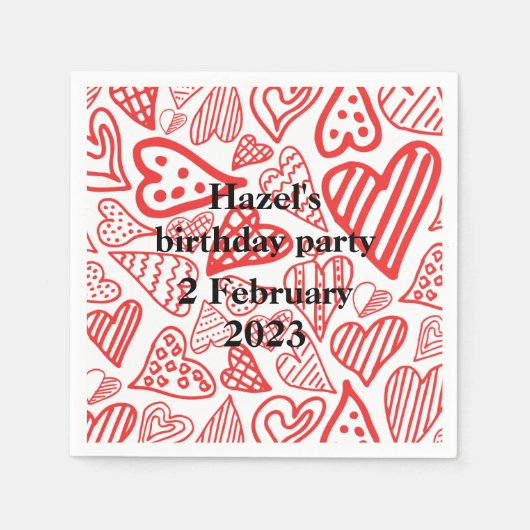 Valentijn_hearts party paper napkin servet (Voorkant)