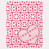 Valentijn Hearts Rood & Roze Bericht Fleece Deken (Voorkant)