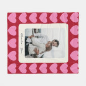 Valentijn Hearts | Roze en Rode Persoonlijke Foto Fleece Deken (Voorkant (Horizontaal))