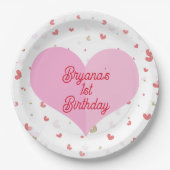 Valentijn Hearts Roze Rood & Goud Party Papieren Bordje (Voorkant)