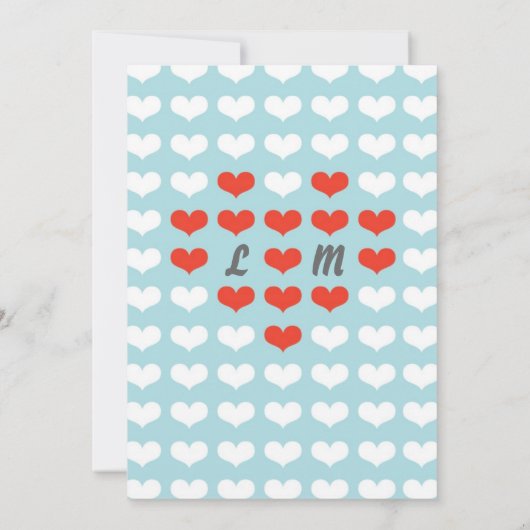 Valentijn Hearts RSVP (rood + hemelsblauw) Kaart (Achterkant)