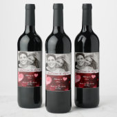 Valentijn Hearts Silver Ribbon Wijn Etiket (Flessen)