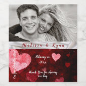 Valentijn Hearts Silver Ribbon Wijn Etiket (Enkel label)