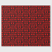 Valentijn Hearts Stijlvol modern chique zwart rood Cadeaupapier (Vlak)