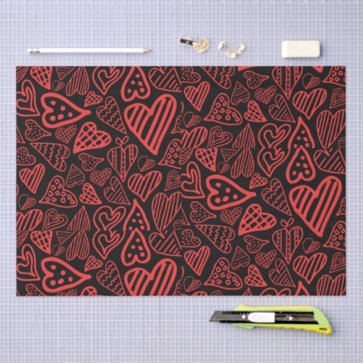 Valentijn_hearts tissuepapier - cadeauomslag (Craft)