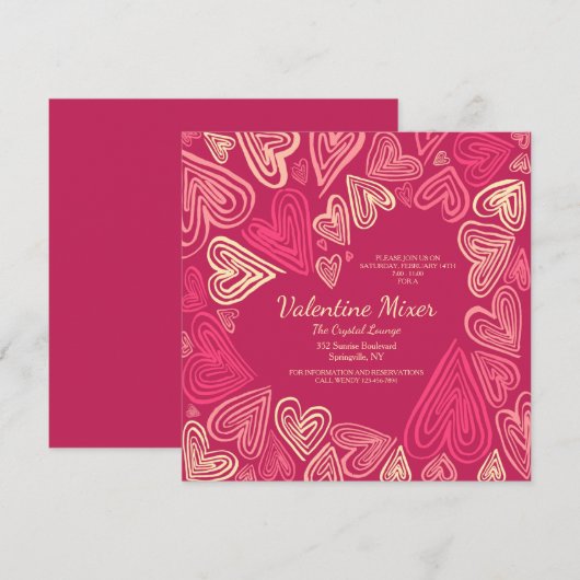 Valentijn Hearts Uitnodiging (Voorkant / Achterkant)