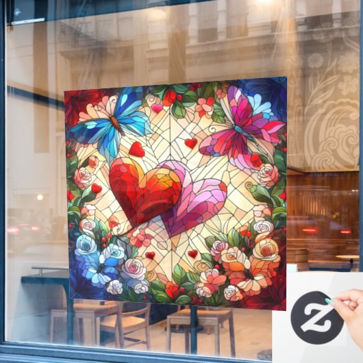 Valentijn Hearts Window Cling Raamsticker (Cafe Raam)