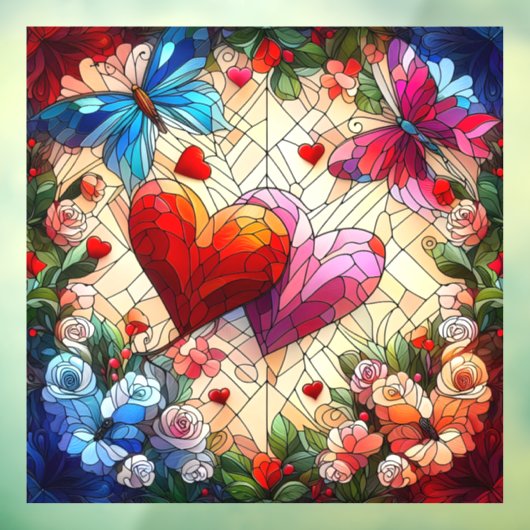 Valentijn Hearts Window Cling Raamsticker (Vel 3)