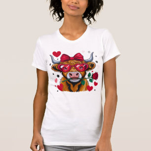 Valentijn Highland Koe PNG Sublimatie Ontwerp T-shirt