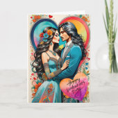 Valentijn Hippie paar in omhelzing Aankondiging (Voorkant)