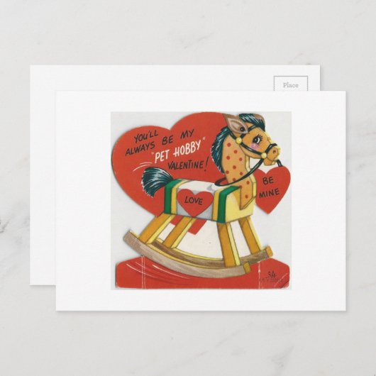 Valentijn Hobby Horse Feestdagenkaart (Voorkant / Achterkant)