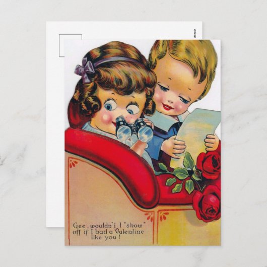  Valentijn Holiday retro briefkaart (Voorkant / Achterkant)