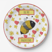 Valentijn hommel | Bee My Valentijn Papieren Bordje (Voorkant)
