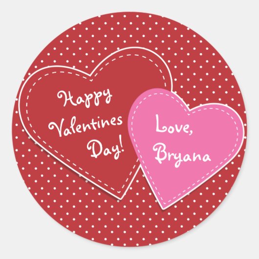 Valentijn hoort roze en roodmoderne kreukelpartij ronde sticker (Voorkant)