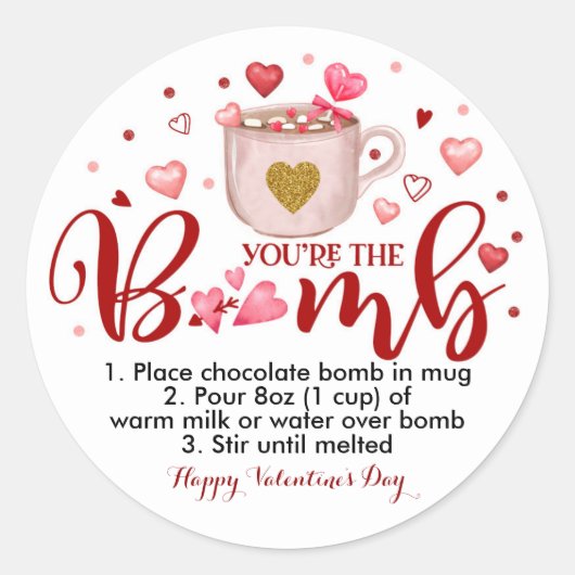 Valentijn Hot Chocolate Cacaobom Ronde Sticker (Voorkant)