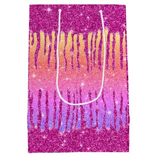 Valentijn Hot Pink Glitter Two Tone Medium Cadeauzakje (Achterkant)