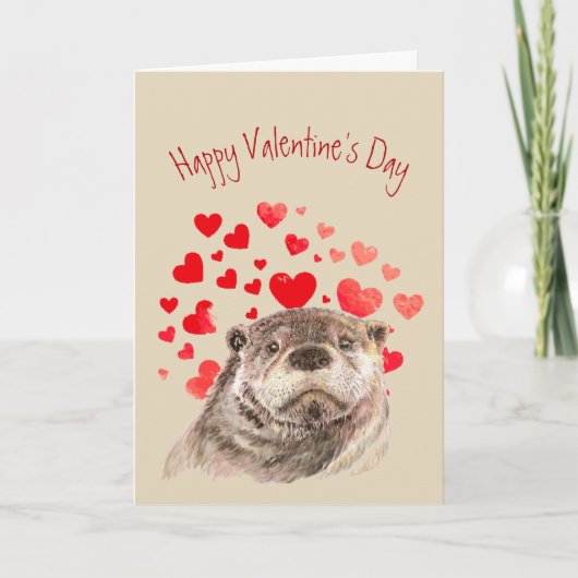 Valentijn houdt van mijn hartklinker Otter Animal Feestdagen Kaart (Voorkant)