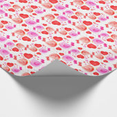 Valentijn houdt van vogels en hart roze rode cadea cadeaupapier (Hoek)