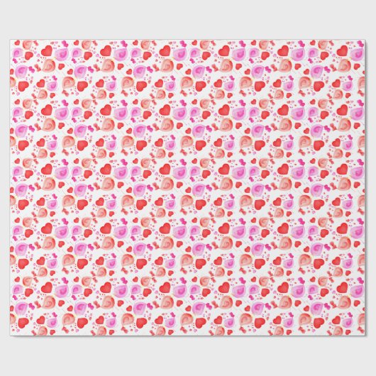 Valentijn houdt van vogels en hart roze rode cadea cadeaupapier (Vlak)