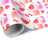 Valentijn houdt van vogels en hart roze rode cadea cadeaupapier (Rol Hoek)