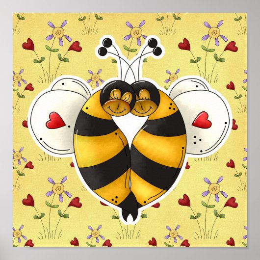 Valentijn hugging bijen in liefde poster (Voorkant)