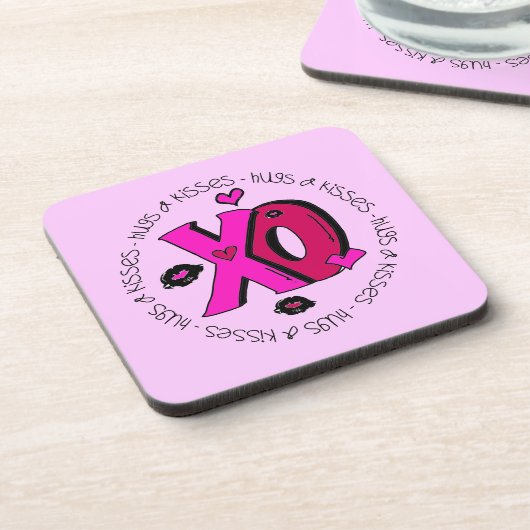 Valentijn Hugs en Kisses Bier Onderzetter (Linkerzijde)