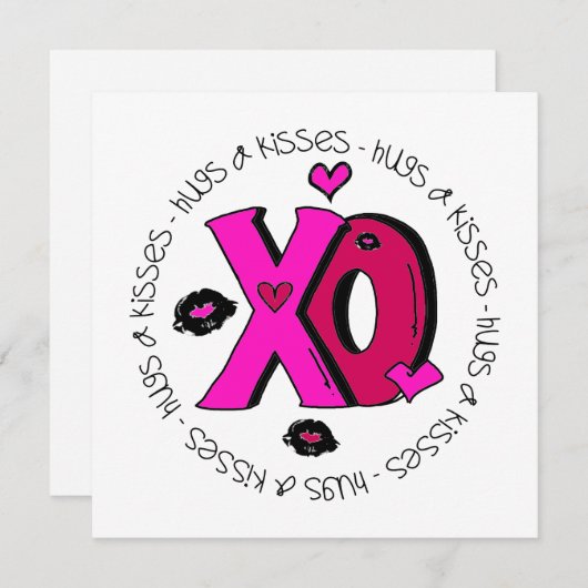 Valentijn Hugs en Kisses Feestdagenkaart (Voorkant / Achterkant)