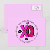 Valentijn Hugs en Kisses Feestdagenkaart (Voorkant / Achterkant)