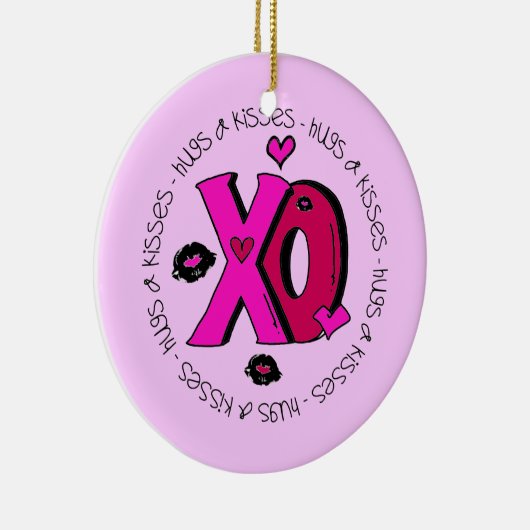 Valentijn Hugs en Kisses Keramisch Ornament (Rechts)