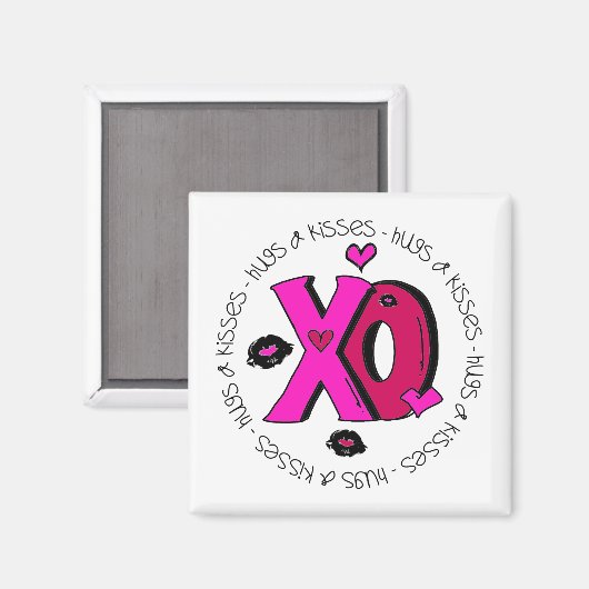 Valentijn Hugs en Kisses Magneet (Voorkant / Achterkant)
