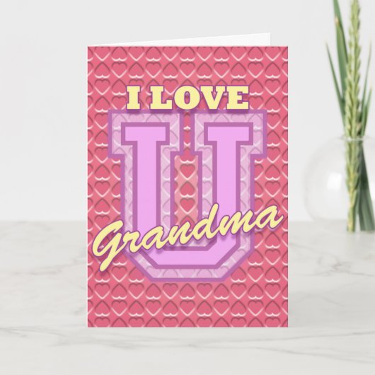 valentijn "I Love You Grandma" Feestdagen Kaart (Voorkant)