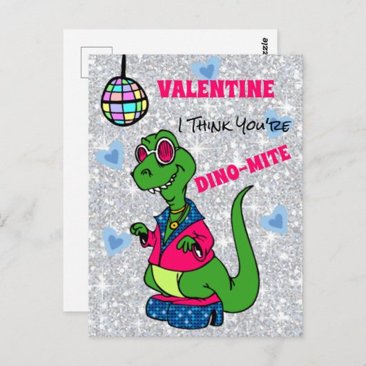 Valentijn, ik denk dat je Dino-Mite bent, disco di Briefkaart (Voorkant / Achterkant)