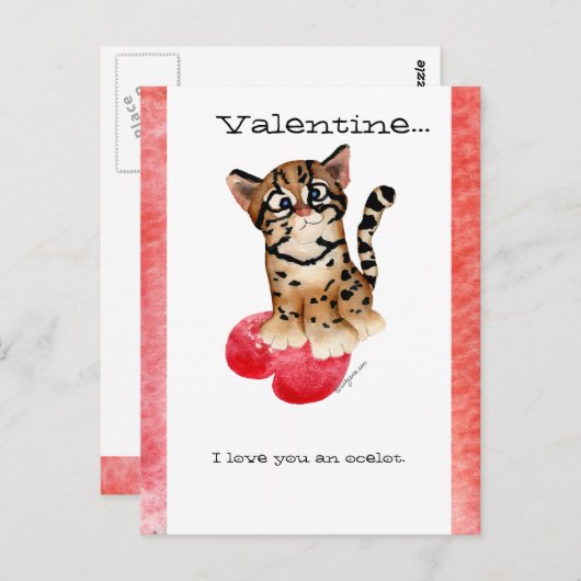 Valentijn, ik hou van je een ocelot Briefkaart (Voorkant / Achterkant)