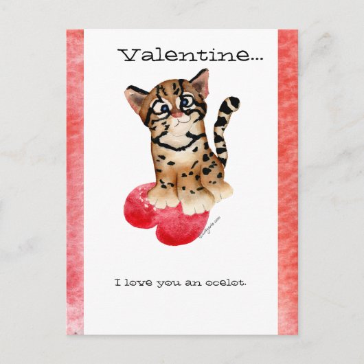 Valentijn, ik hou van je een ocelot Briefkaart (Voorkant)