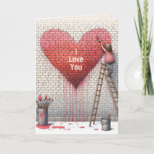 Valentijn Ik hou van je Hart Muurschildering Kaart