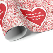 Valentijn Ik hou van je rood en wit patroon Cadeaupapier (Rol Hoek)