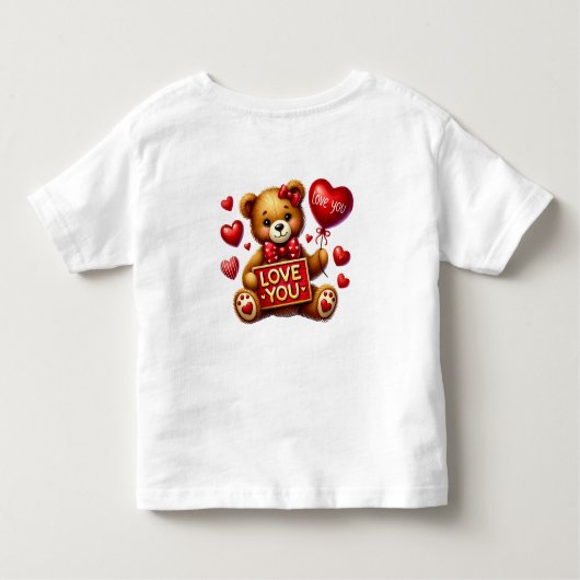 Valentijn Ik hou van je Teddy Bear Red Kinder Shirts (Achterkant)